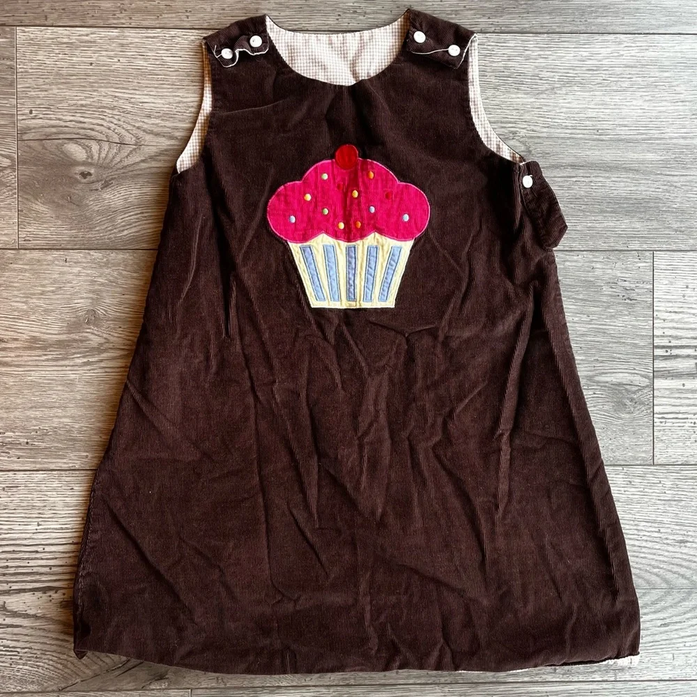 Royal Kidz Toddler Girl Smocked Reversible Fall Dress - Leaves & Cupcake
